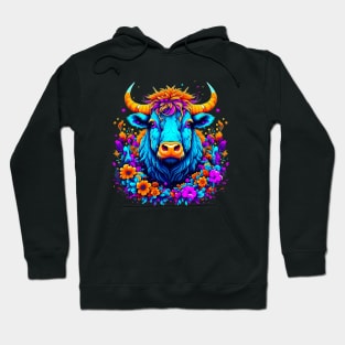 Colorful Highland Cow with florals Hoodie